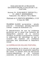 Evaluación y relación entre oclusión y postura
